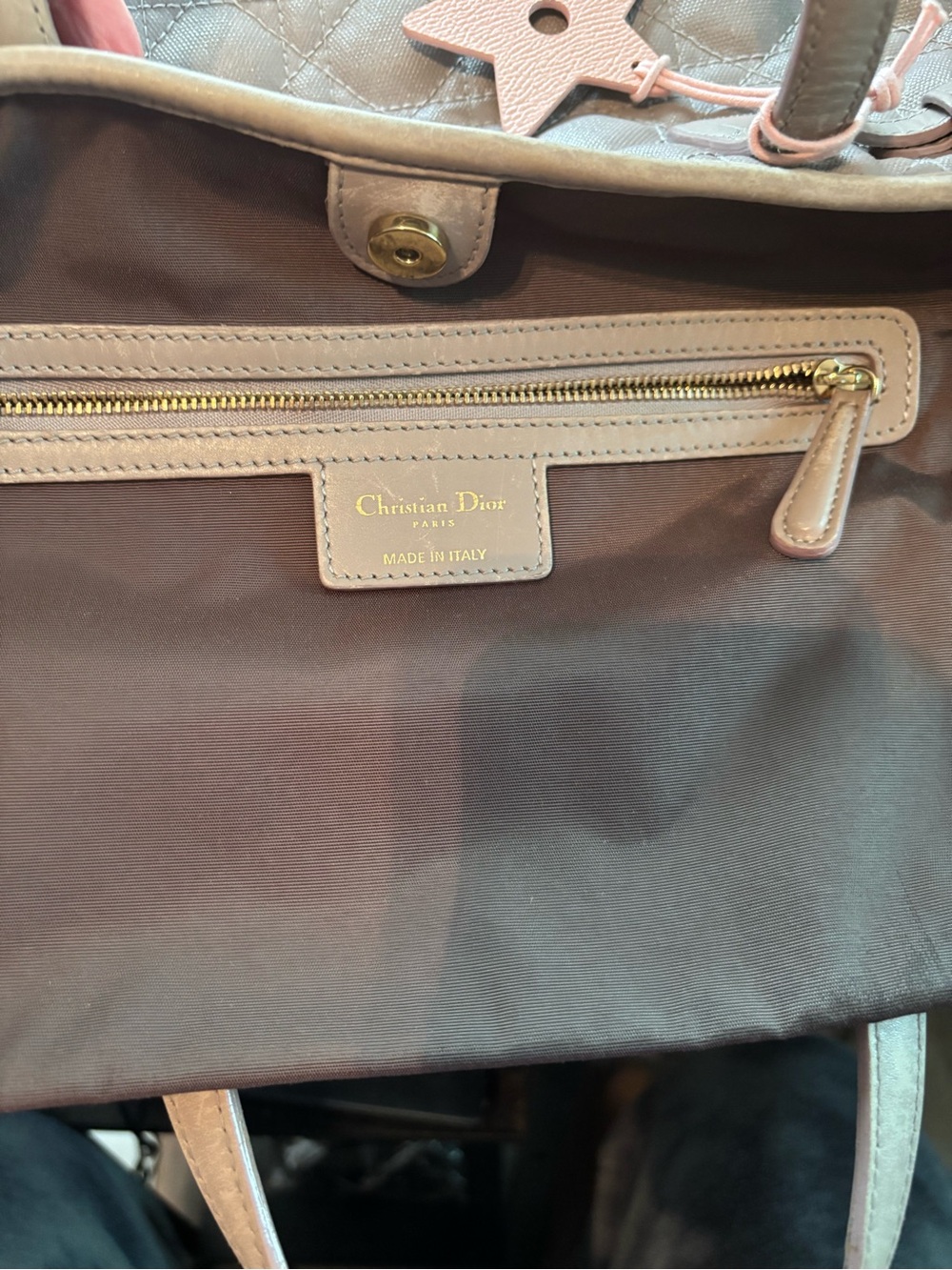 Authentic Christian Dior Panarea Tote Gray Cannage Coated Canvas Very Good Cond - Picture 8 of 13